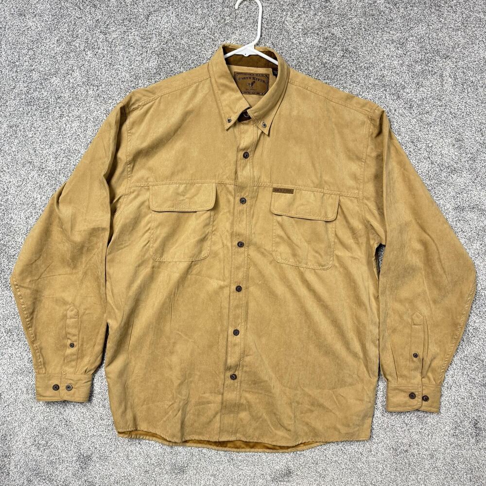 Vintage Y2K Does 70s North River Shirt L Tan Sueded Western Gothic Cowboy Cabin
